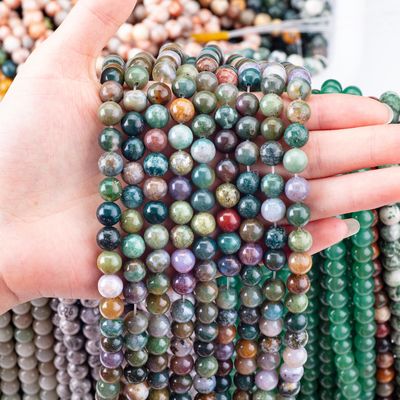8 มิลลิเมตร อินเดีย Agate หินแท้ กระบอกหินคริสตัลเพื่อทําเครื่องประดับ