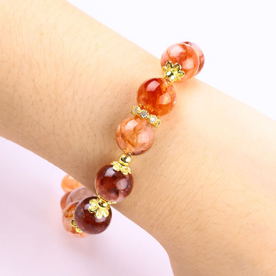 สร้อยข้อมือหินแท้ สร้อยข้อมือข้อมือหินหินหินหิน Hematite Quartz Sphere สร้อยข้อมือกระพริกกระพริกกระพริกกระพริกกระพริกสําหรับงานเลี้ยง