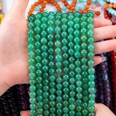 8MM สีเขียวเข้ม Aventurine หินคริสตัล เรียบเรียบกลม ขนาดใหญ่ ผงละอองสําหรับทําเครื่องประดับ