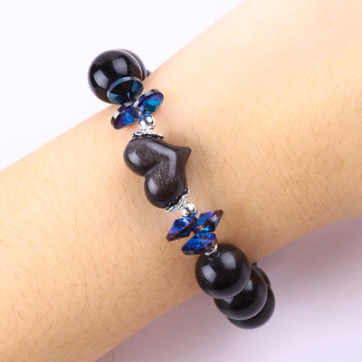 สร้อยข้อมือหินแท้ สร้อยข้อมือสีเงินธรรมชาติ สร้อยข้อมือหินอ๊อบซิเดียน สร้อยข้อมือที่ปรับเปลี่ยนหัวใจ สร้อยข้อมือสําหรับงานเลี้ยง
