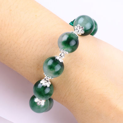 สร้อยข้อมือหินแท้ สร้อยข้อมือหินแคลเซโดนีสีเขียว สร้อยข้อมือปรับได้ สร้อยข้อมือสําหรับการสวมทุกวัน