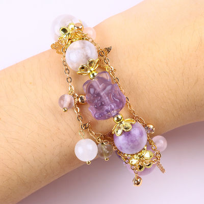 สร้อยข้อมือหินแท้ สร้อยข้อมือข้อมือสีม่วงธรรมชาติ สร้อยข้อมือหินไมกา สร้อยข้อมือที่ปรับได้ สําหรับการสวมทุกวัน