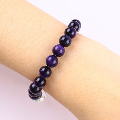 สีเชอร์รี่สีม่วง 8 มิลลิเมตร สร้อยข้อมือตาเสือสําหรับสวมทุกวัน