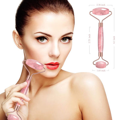 หินคริสตัล โรสควอตซ์ เจด รอลเลอร์สําหรับการรักษาใบหน้า / กําจัดอุดม