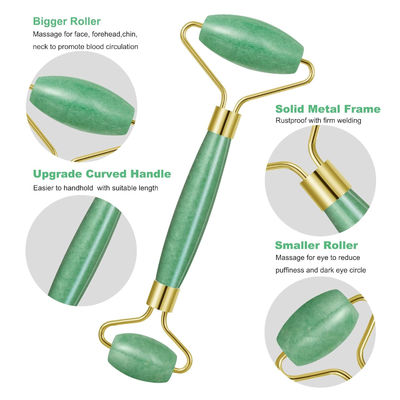 การนวดใบหน้า 100% สีเขียวคริสตัลธรรมชาติ Aventurine Face Jade Roller