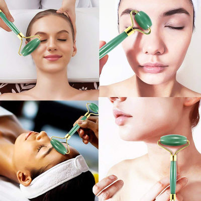 การนวดใบหน้า 100% สีเขียวคริสตัลธรรมชาติ Aventurine Face Jade Roller