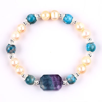 สีฟ้า Apatite หินข้อมือหินข้อมือหินข้อมือสีชมพูน้ําหวาน