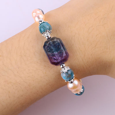 สีฟ้า Apatite หินข้อมือหินข้อมือหินข้อมือสีชมพูน้ําหวาน