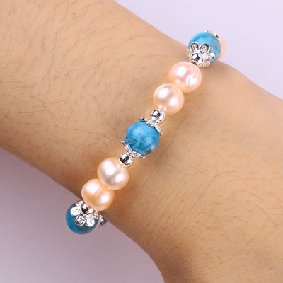 สีฟ้า Apatite หินข้อมือหินข้อมือหินข้อมือสีชมพูน้ําหวาน