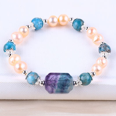 สีฟ้า Apatite หินข้อมือหินข้อมือหินข้อมือสีชมพูน้ําหวาน