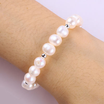 8MM สีชมพู น้ําหวาน มุกยืด สร้อยข้อมือ หัวใจ คริสตัลสลัก