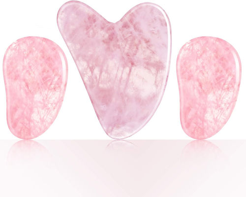 โลแลสเรียบ คริสตัลกุหลาบควอตซ์ Gua Sha บอร์ด Jade หน้าหินสําหรับการป้องกันการแก่