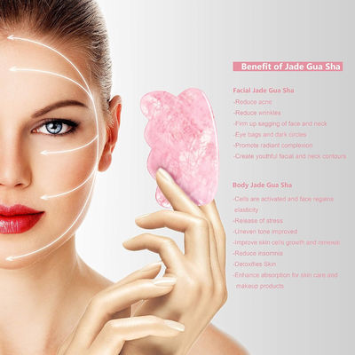 บอร์ดสกร็อปป์จากกวาร์ทซ์สีกุหลาบ เนื้อเพชรธรรมชาติ หินเพชรใบหน้า Gua Sha