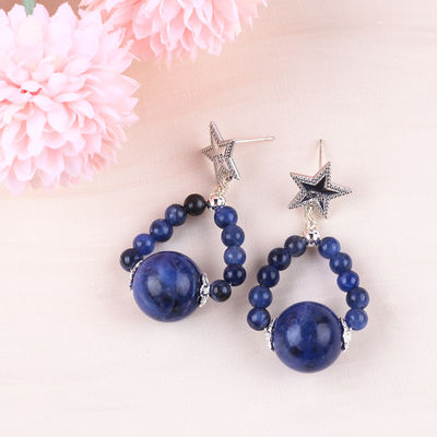 หูหูหินคริสตัลที่ทําด้วยมือ หูหูหินหินแท้ Sodalite หูหูหินหินหิน