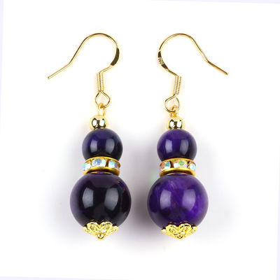 เพชรธรรมชาติสีม่วง ตาเสือ คริสตัล รอบรูป Dangle Hook หูข้อมือสําหรับสวมทุกวัน