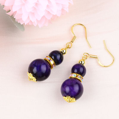 เพชรธรรมชาติสีม่วง ตาเสือ คริสตัล รอบรูป Dangle Hook หูข้อมือสําหรับสวมทุกวัน