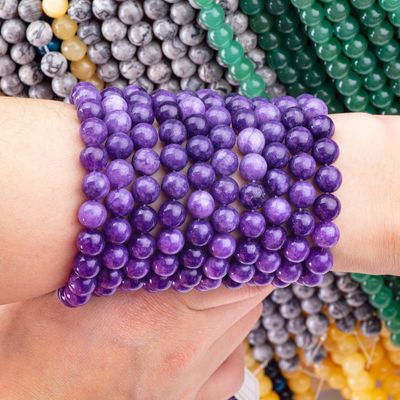 8 มิลลิเมตร Violet Galaxy Agate พระหินแท้ พระหินคริสตัลเพื่อทําเครื่องประดับ