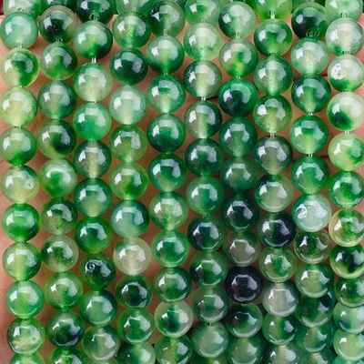 8 มิลลิเมตร ใส มอส Agate หินแท้ หินแก้วสําหรับการทําเครื่องประดับ