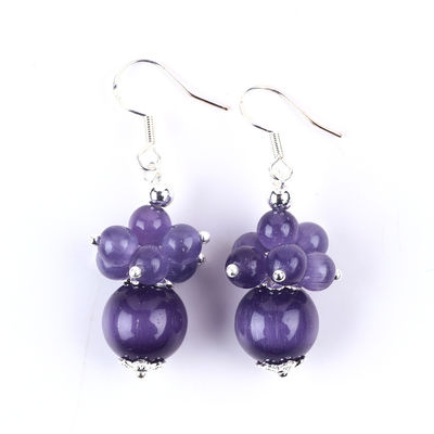 8MM สีม่วงตาแมว ทําด้วยมือ DIY กลีบ Dangle ดอกไม้หูหูดีไซน์เอกลักษณ์