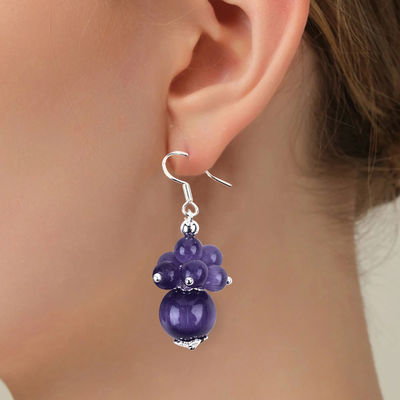8MM สีม่วงตาแมว ทําด้วยมือ DIY กลีบ Dangle ดอกไม้หูหูดีไซน์เอกลักษณ์