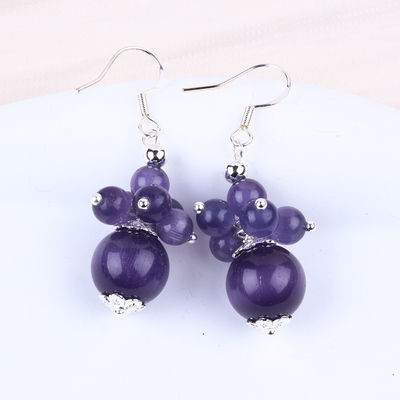 8MM สีม่วงตาแมว ทําด้วยมือ DIY กลีบ Dangle ดอกไม้หูหูดีไซน์เอกลักษณ์