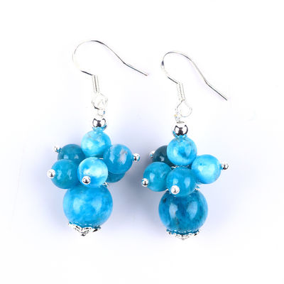 หินแท้ Apatite ละเอียด ทองแดง Plating เงินธรรมชาติ หินคริสตัล Dangle สั้น ดอกไม้ห้อยห้อย