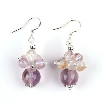หูหูหินธรรมชาติ 8MM 10MM รักษาลาเวนเดอร์ Azeztulite กระบอกคริสตัล Dangle หูหูดอกไม้