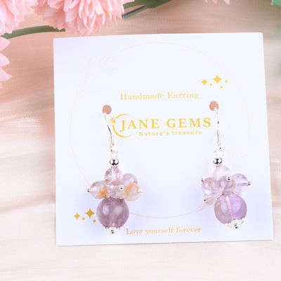 หูหูหินธรรมชาติ 8MM 10MM รักษาลาเวนเดอร์ Azeztulite กระบอกคริสตัล Dangle หูหูดอกไม้