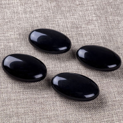 สีดําประดับธรรมชาติ Obsidian หินปาล์ม สีดํา Obsidian กระเป๋ากังวลหินแท้สําหรับลดความเครียด การตกแต่งบ้าน
