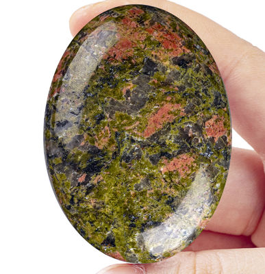 หินปาล์ม Unakite สีสันธรรมชาติ Unakite Pocket Gemstone Unakite หินกังวล Unakite สําหรับการผ่อนคลายความเครียด การตกแต่งบ้าน