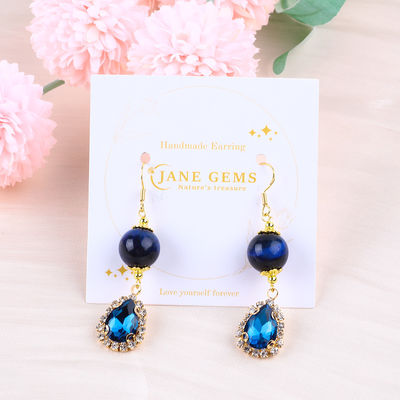 ตาเสือสีฟ้า 12 มม สีคริสตัล หินสีฟ้า สีฟ้ากระจ่างกระจ่างน้ําตา แชร์หูสั้น สําหรับการแจกของขวัญ