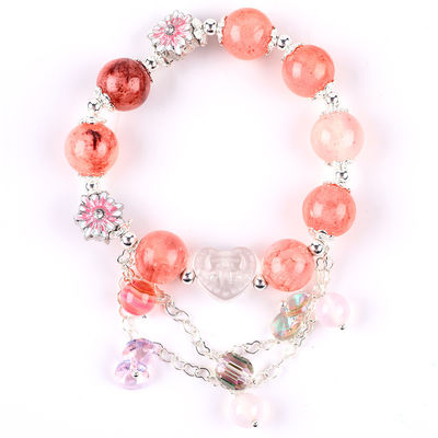 12 มิลลิเมตร อัฟกานิสถาน Jade Quartz Heart Carving Crystal Chain Circle Bead Bracelet สายข้อมือ