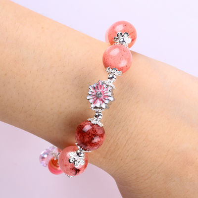 12 มิลลิเมตร อัฟกานิสถาน Jade Quartz Heart Carving Crystal Chain Circle Bead Bracelet สายข้อมือ