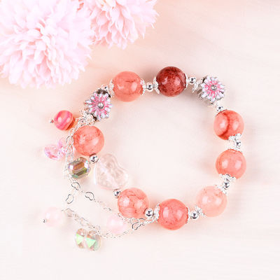 12 มิลลิเมตร อัฟกานิสถาน Jade Quartz Heart Carving Crystal Chain Circle Bead Bracelet สายข้อมือ