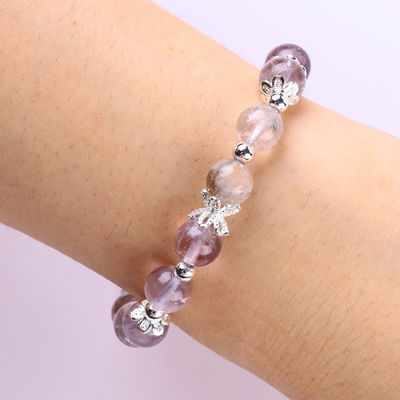 ทําด้วยมือ DIY ลาเวนเดอร์ Azeztulite แท้หินข้อมือข้อมือข้อมือสําหรับของขวัญ