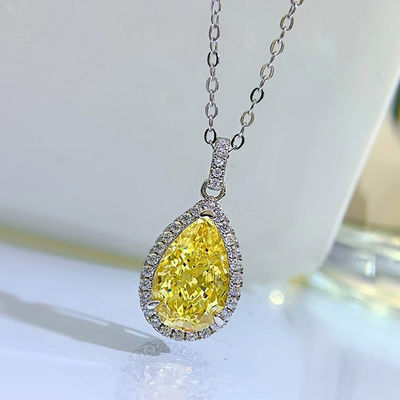 หินแท้สีเหลืองตกแต่งน้ําตก Pendant Necklace แฟชั่น เครื่องประดับ Zircon