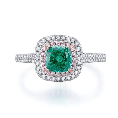 แหวนแต่งงานสีเขียวทรงสี่เหลี่ยมหินแท้ Zircon สําหรับผู้หญิง