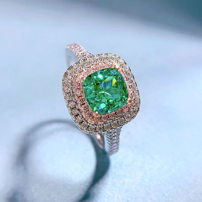 แหวนแต่งงานสีเขียวทรงสี่เหลี่ยมหินแท้ Zircon สําหรับผู้หญิง