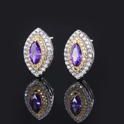 รูปแบบมาร์กวิส งานเฉพาะหูหูหินแท้ Zircon เครื่องประดับสาว