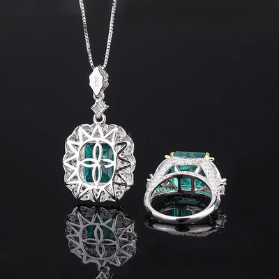 สี่เหลี่ยม Zircon หินแท้ Necklace Pendant แหวนตั้งสําหรับของขวัญวันเกิด