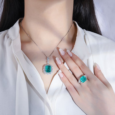 สี่เหลี่ยม Zircon หินแท้ Necklace Pendant แหวนตั้งสําหรับของขวัญวันเกิด