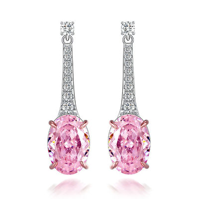 925 สตอร์ลิง เงิน Zircon หูหูทรงโอวาลยาว