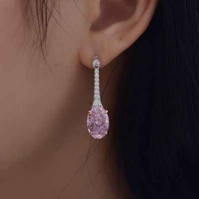 925 สตอร์ลิง เงิน Zircon หูหูทรงโอวาลยาว