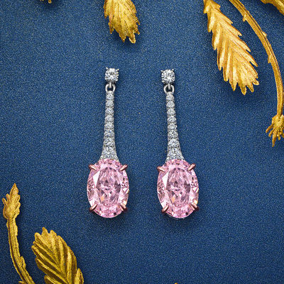 925 สตอร์ลิง เงิน Zircon หูหูทรงโอวาลยาว