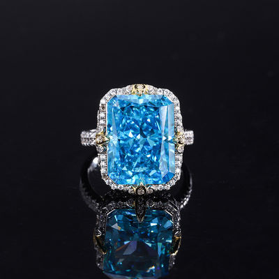 สีม่วง / สีน้ําเงิน / สีเหลือง เพชรมณี 925 สตอร์ลิ่ง เงิน Zircon แหวนหมั้น