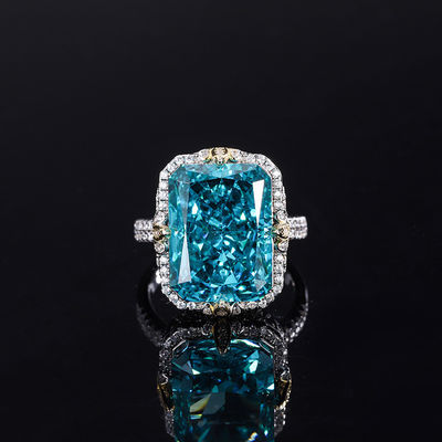 สีม่วง / สีน้ําเงิน / สีเหลือง เพชรมณี 925 สตอร์ลิ่ง เงิน Zircon แหวนหมั้น
