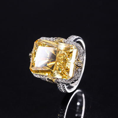 สีม่วง / สีน้ําเงิน / สีเหลือง เพชรมณี 925 สตอร์ลิ่ง เงิน Zircon แหวนหมั้น