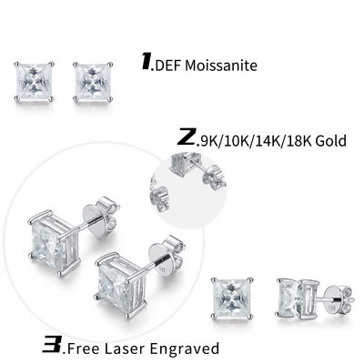 สร้อยหูทอง 18K ทอง Moissanite เพชร Stud สําหรับของขวัญวันเกิด