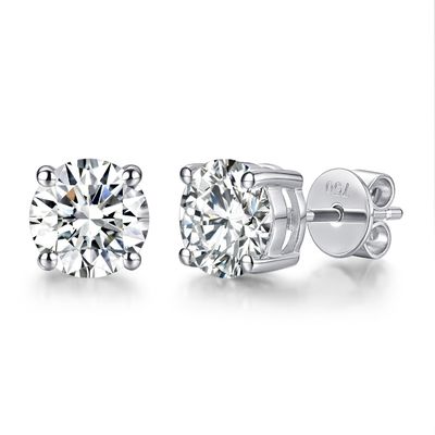 18k ทอง Moissanite ไดมอนด์ Stud หูหูทองขาว สนับสนุนการปรับแต่ง