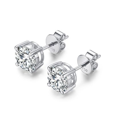 18k ทอง Moissanite ไดมอนด์ Stud หูหูทองขาว สนับสนุนการปรับแต่ง